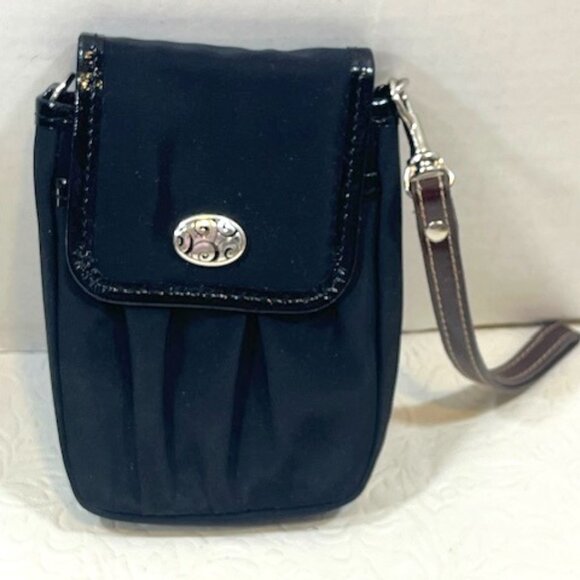 VTG Brighton Small Black Nylon Mini Bag Wristlet Purse Wallet Phone Holder 5.25" - Picture 1 of 14